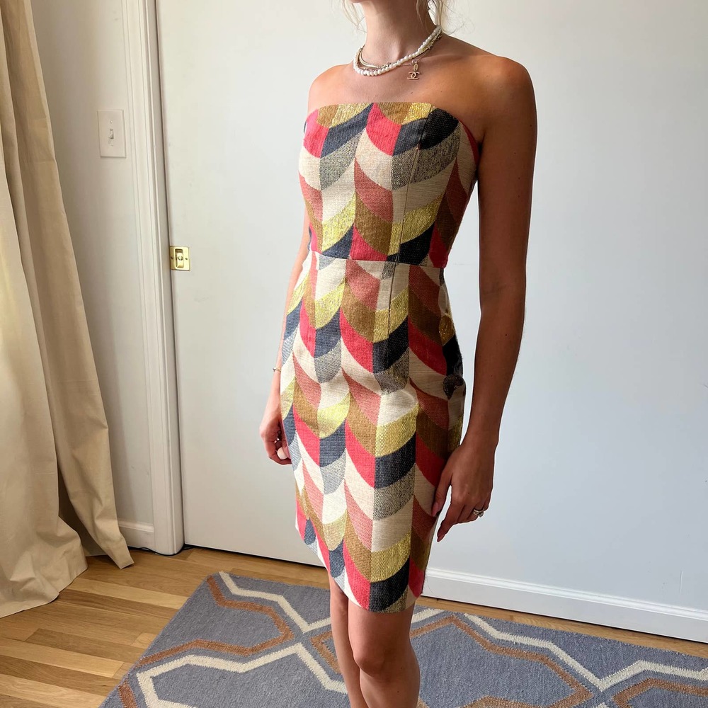 Maggy London Metallic Strapless Dress